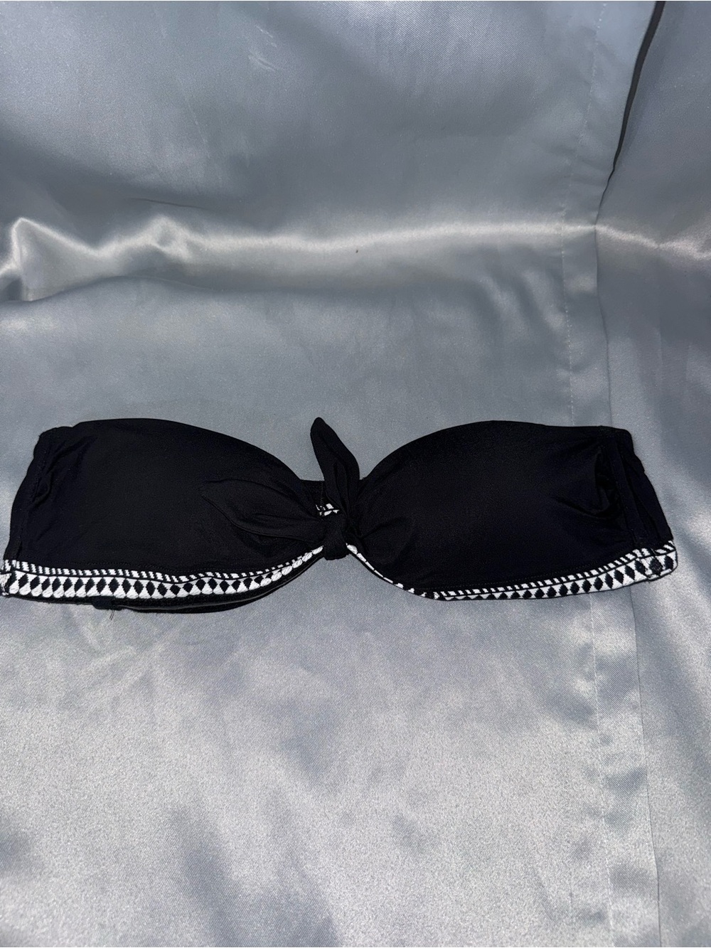 Lemlem Black Bandeau Swim Top with White Trim